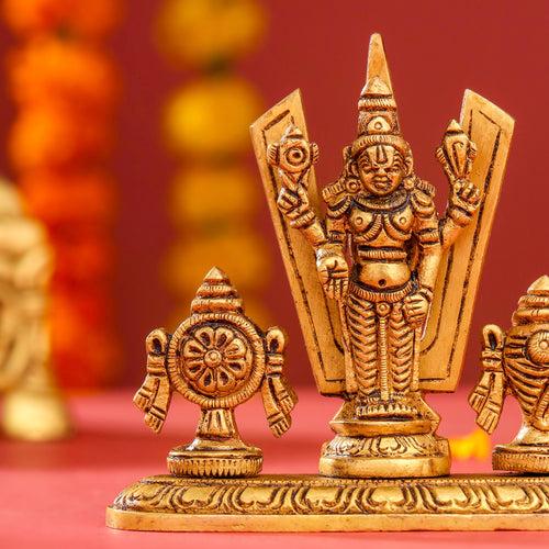 Brass Balaji, Shankh Chakra And Namah Showpiece (3.5 Inch)