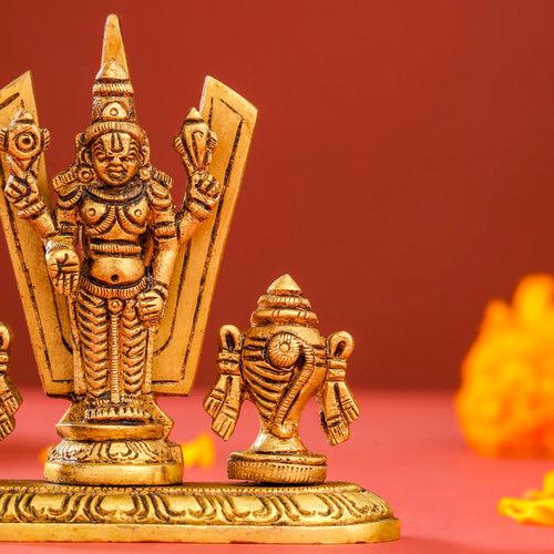 Brass Balaji, Shankh Chakra And Namah Showpiece (3.5 Inch)