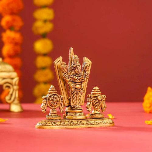 Brass Balaji, Shankh Chakra And Namah Showpiece (3.5 Inch)