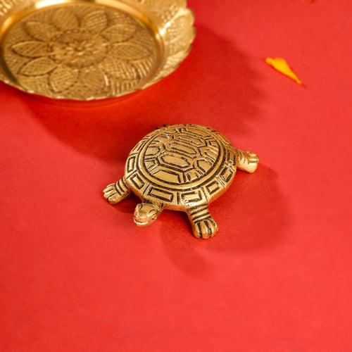 Brass Tortoise With Plate Set