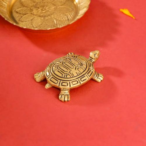 Brass Tortoise With Plate Set