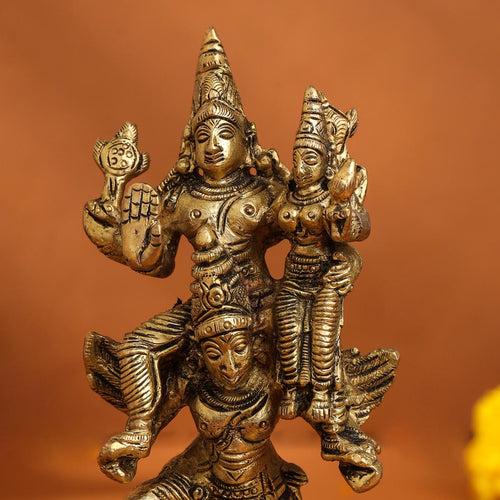 Brass Garuda, Vishnu & Lakshmi Idol (5.5 Inch)