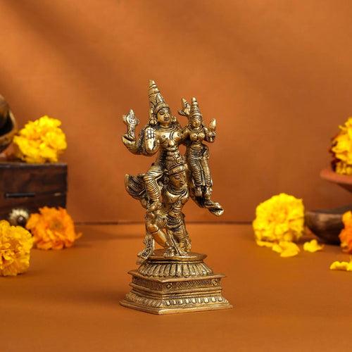 Brass Garuda, Vishnu & Lakshmi Idol (5.5 Inch)