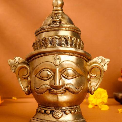 Brass Shiva Head Statue (9 Inch)