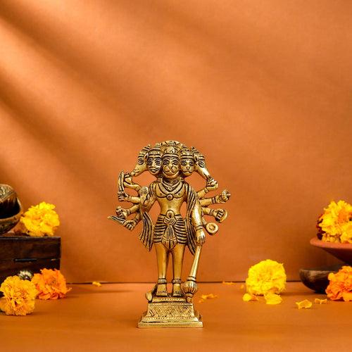 Brass Panchmukhi Hanuman Idol (6.5 Inch)