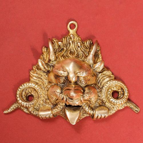 Brass Yali Face Wall Hanging (5.5 Inch)