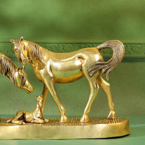 Brass Modern Horse Showpiece (11 Inch)