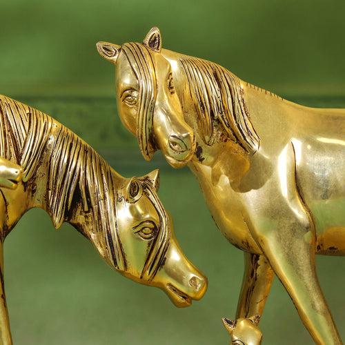 Brass Modern Horse Showpiece (11 Inch)