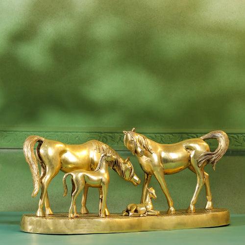 Brass Modern Horse Showpiece (11 Inch)