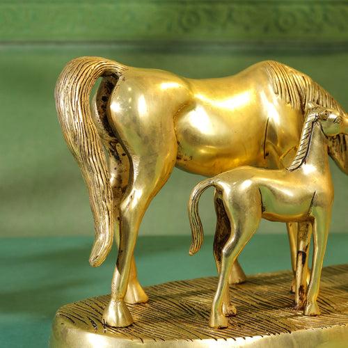 Brass Modern Horse Showpiece (11 Inch)