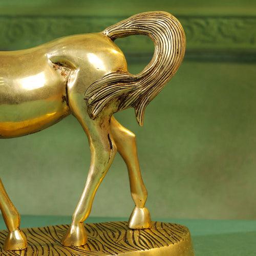 Brass Modern Horse Showpiece (11 Inch)