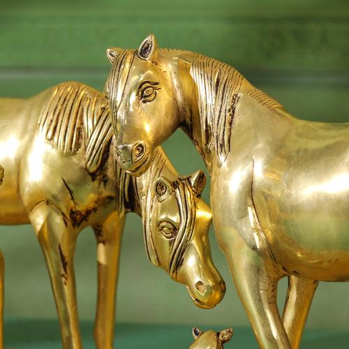 Brass Modern Horse Showpiece (11 Inch)