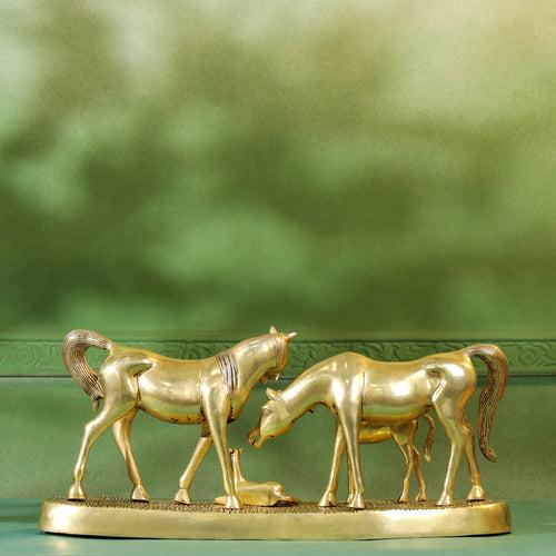 Brass Modern Horse Showpiece (11 Inch)