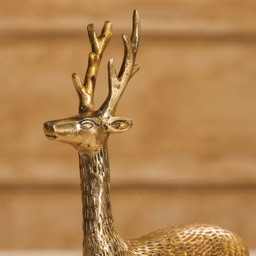 Brass Deer Figurine Showpiece (9 Inch)