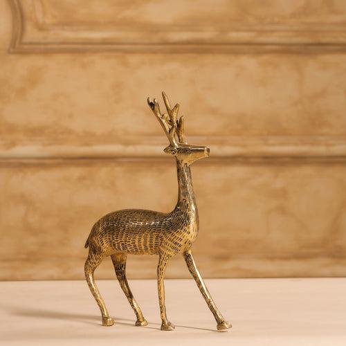 Brass Deer Figurine Showpiece (9 Inch)