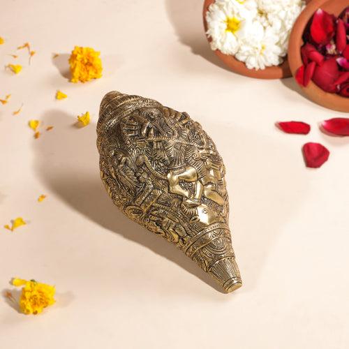 Brass Durga Conch (10 Inch)