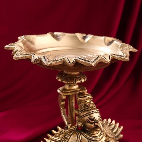 Brass Garuda Multi Wick Lamp (6.8 Inch)