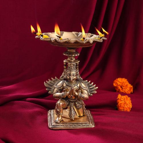 Brass Garuda Multi Wick Lamp (6.8 Inch)