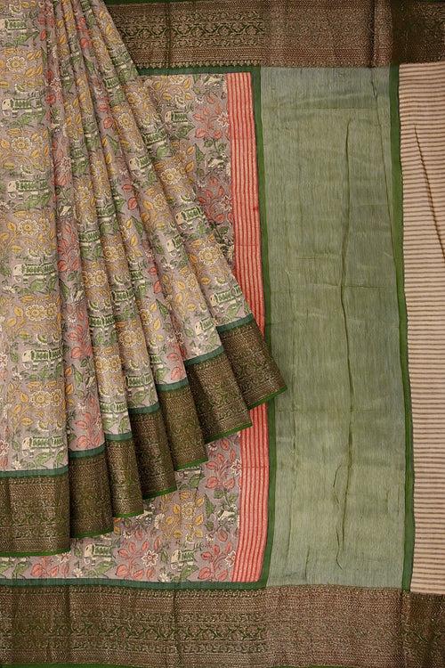 Green Chanderi Silk Cotton Saree