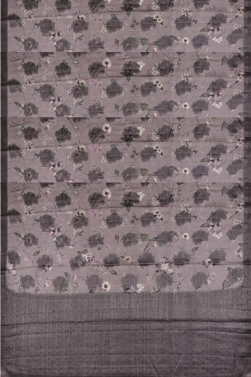 Grey Tussar Silk Saree