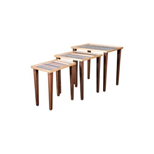 A Tiny Mistake Linen Lines Wooden Rectangle Nesting Tables (Set of 3), Living Room Decor