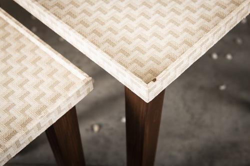 A Tiny Mistake Herringbone Beige Wooden Rectangle Nesting Tables (Set of 2), Living Room Decor