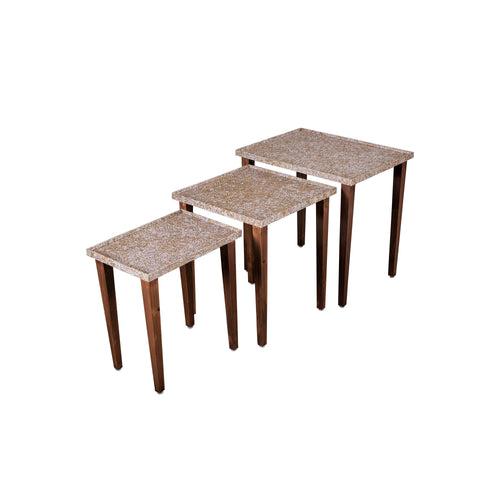 A Tiny Mistake Honeycomb Wooden Rectangle Nesting Tables (Set of 3), Living Room Decor