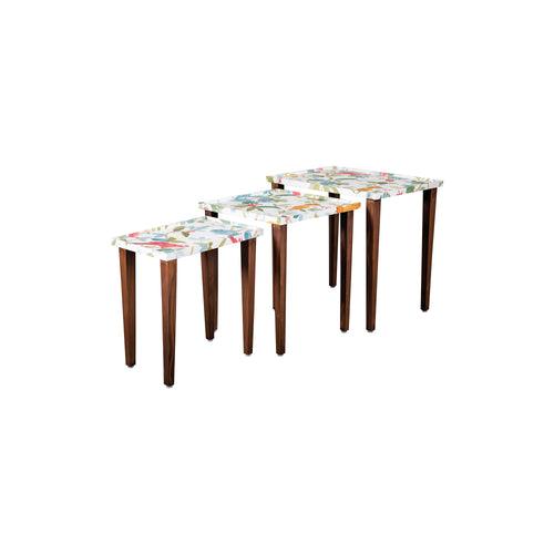 A Tiny Mistake Pakshi Wooden Rectangle Nesting Tables (Set of 3), Living Room Decor