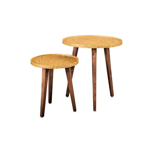 A Tiny Mistake Sunehri Wooden Nesting Tables (Set of 2), Living Room Decor