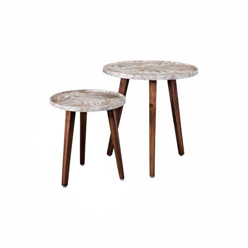 A Tiny Mistake Palm Bronze Wooden Nesting Tables (Set of 2), Living Room Decor