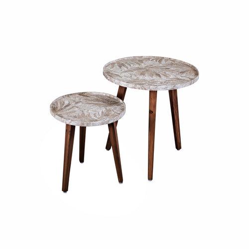 A Tiny Mistake Palm Bronze Wooden Nesting Tables (Set of 2), Living Room Decor