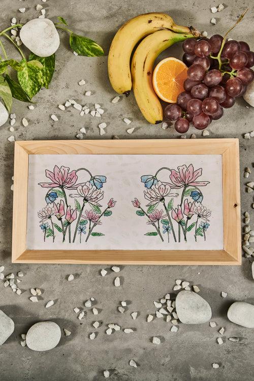 A Tiny Mistake Daisies Rectangle Wooden Serving Tray, 35 x 20 x 2 cm