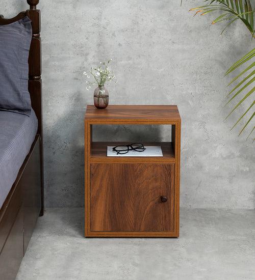 Teak Hues Mica Bedside Chest, Side Table, Bedside Cabinet, Bedside Storage, Bedroom Decor