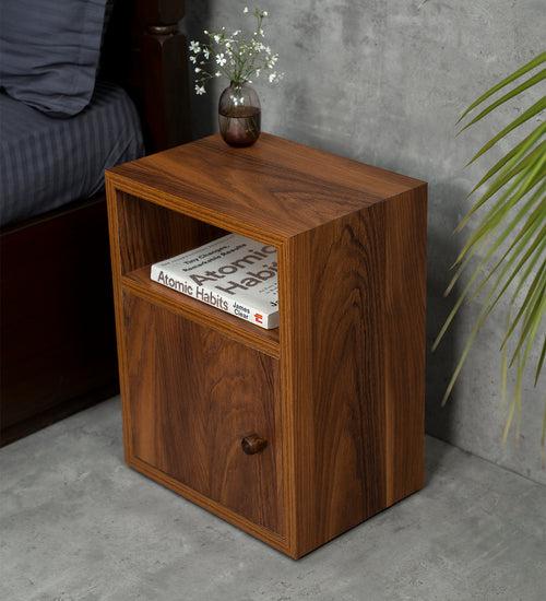 Teak Hues Mica Bedside Chest, Side Table, Bedside Cabinet, Bedside Storage, Bedroom Decor