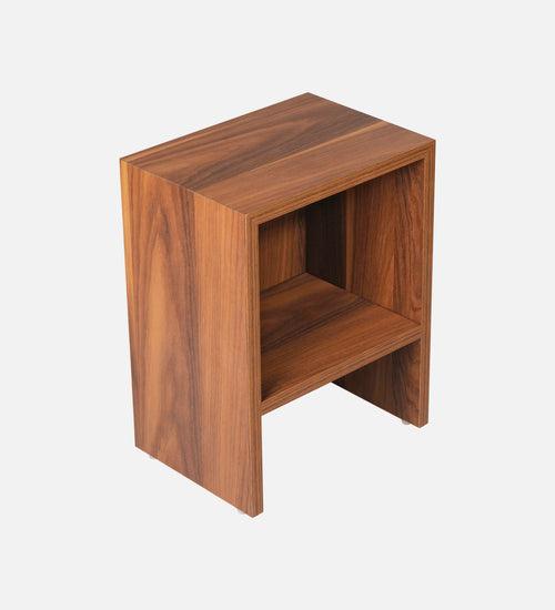 Teak Hues Mica Bedside Table, Side Table, Bedside Open Storage, Bedroom Decor