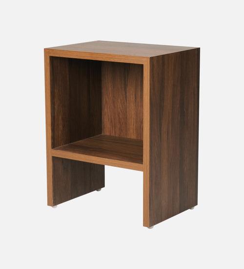 Walnut Hues Mica Bedside Table, Side Table, Bedside Open Storage, Bedroom Decor