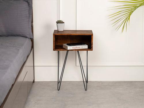 Teak Tint Amalgam Side Tables, Wooden Tables, Bedside Tables, End Tables, Living Room Decor by A Tiny Mistake