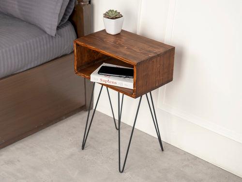 Teak Tint Amalgam Side Tables, Wooden Tables, Bedside Tables, End Tables, Living Room Decor by A Tiny Mistake