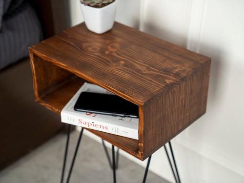 Teak Tint Amalgam Side Tables, Wooden Tables, Bedside Tables, End Tables, Living Room Decor by A Tiny Mistake