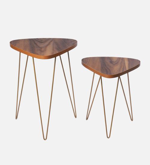 Teak Hues Trinity Nesting Tables with Hairpin Legs, Side Tables, Wooden Tables, Living Room Decor by A Tiny Mistake