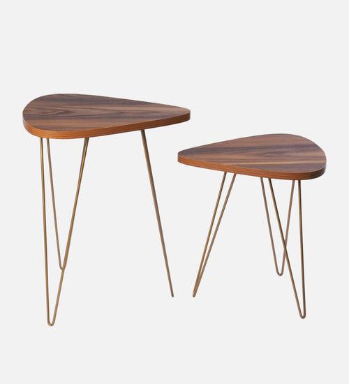 Teak Hues Trinity Nesting Tables with Hairpin Legs, Side Tables, Wooden Tables, Living Room Decor by A Tiny Mistake