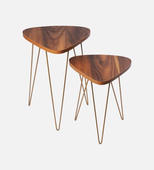 Teak Hues Trinity Nesting Tables with Hairpin Legs, Side Tables, Wooden Tables, Living Room Decor by A Tiny Mistake