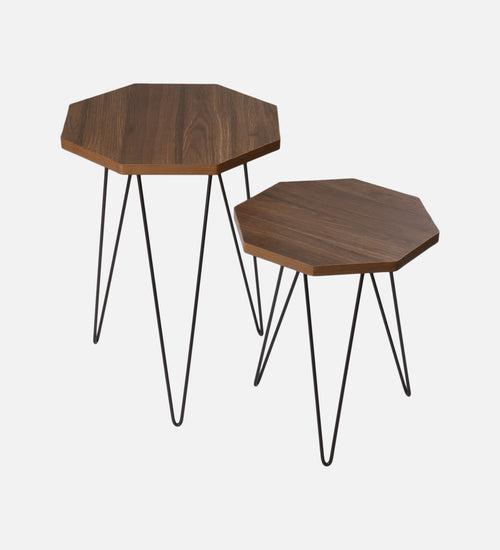 Walnut Hues Octagon Nesting Tables with Hairpin Legs, Side Tables, Wooden Tables, Living Room Decor by A Tiny Mistake