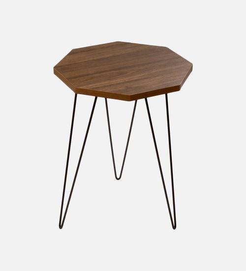 Walnut Hues Octagon Side Tables with Hairpin Legs, Side Tables, Wooden Tables, Living Room Decor by A Tiny Mistake