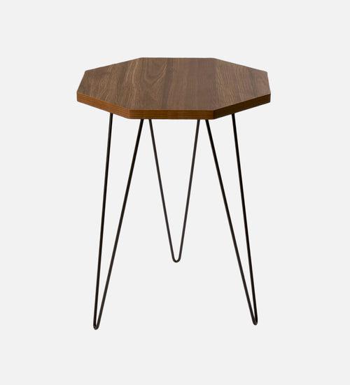 Walnut Hues Octagon Side Tables with Hairpin Legs, Side Tables, Wooden Tables, Living Room Decor by A Tiny Mistake