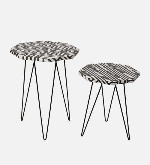 Lakeer Octagon Nesting Tables with Hairpin Legs, Side Tables, Wooden Tables, Living Room Decor by A Tiny Mistake