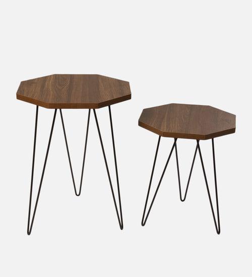 Walnut Hues Octagon Nesting Tables with Hairpin Legs, Side Tables, Wooden Tables, Living Room Decor by A Tiny Mistake