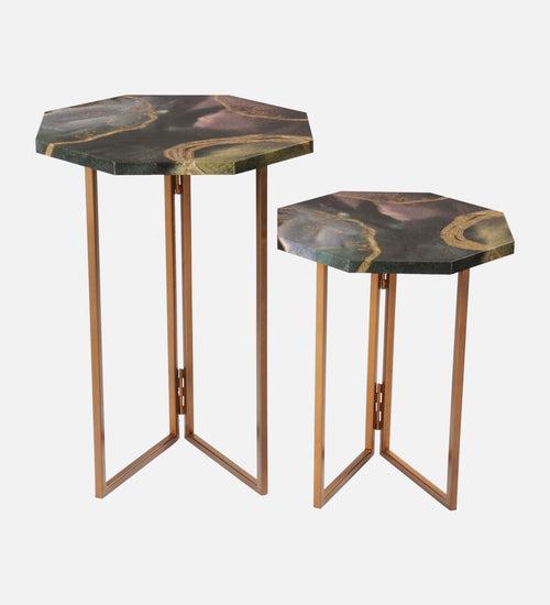 Genesis Octagon Oblique Nesting Tables, Side Tables, Wooden Tables, Living Room Decor by A Tiny Mistake