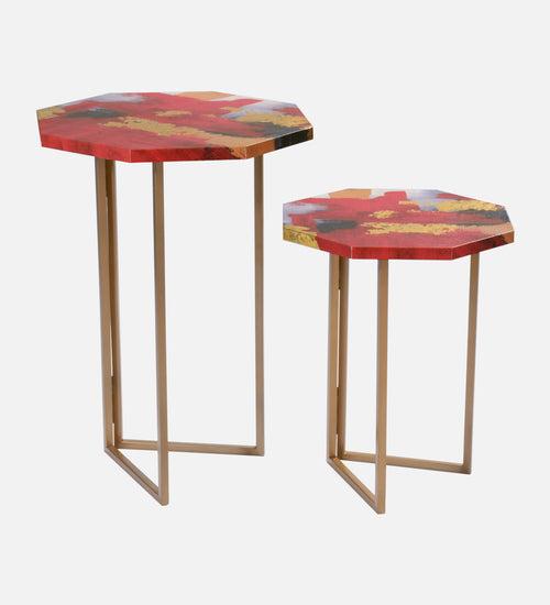 Rang Octagon Oblique Nesting Tables, Side Tables, Wooden Tables, Living Room Decor by A Tiny Mistake
