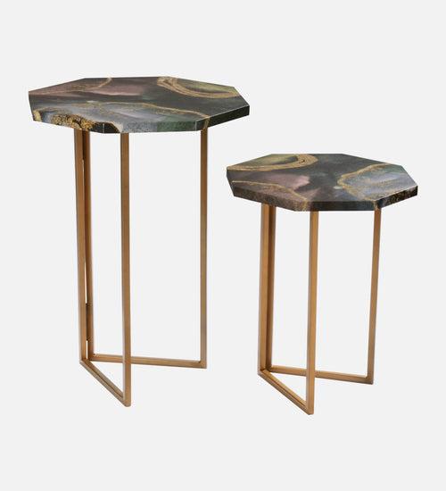 Genesis Octagon Oblique Nesting Tables, Side Tables, Wooden Tables, Living Room Decor by A Tiny Mistake